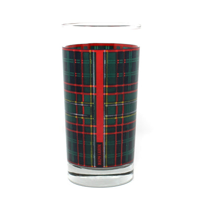 Back view of Vintage Ralph Lauren, Green Tartan Plaid Blown Glass, with Ralph Lauren logo.