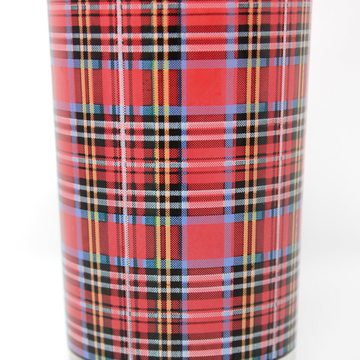 red tartan plaid drinking glass