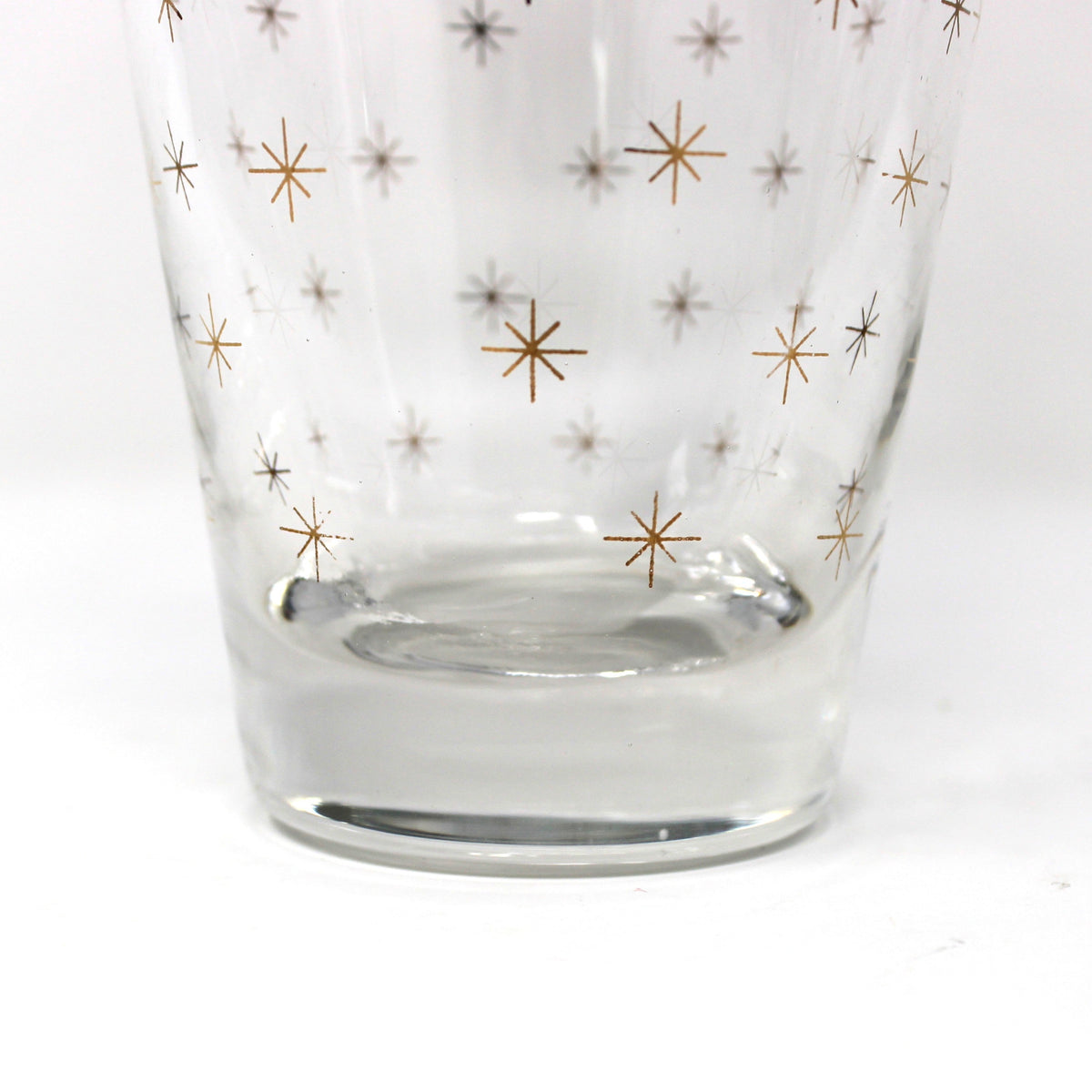 Cocktail Glasses, Libbey Alpine Gold Starburst Pattern, Set of 8, Vintage Holiday Barware, USA, Mid Century