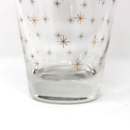 Cocktail Glasses, Libbey Alpine Gold Starburst Pattern, Set of 8, Vintage Holiday Barware, USA, Mid Century
