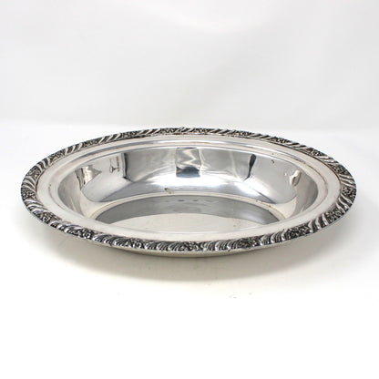 Serving Dish: FB Rogers, Oval, Silverplate #1505, Floral Gadroon Edge, Vintage 1970s