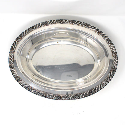 Serving Dish: FB Rogers, Oval, Silverplate #1505, Floral Gadroon Edge, Vintage 1970s