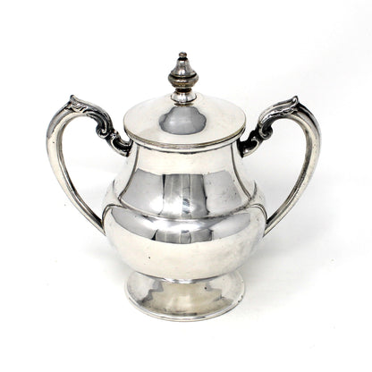 Vintage 1930s Sugar Bowl by Lehman Brothers, Silverplate, Pedestal Style, New York 
