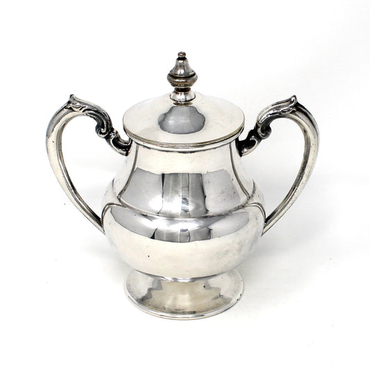 Vintage 1930s Sugar Bowl by Lehman Brothers, Silverplate, Pedestal Style, New York 