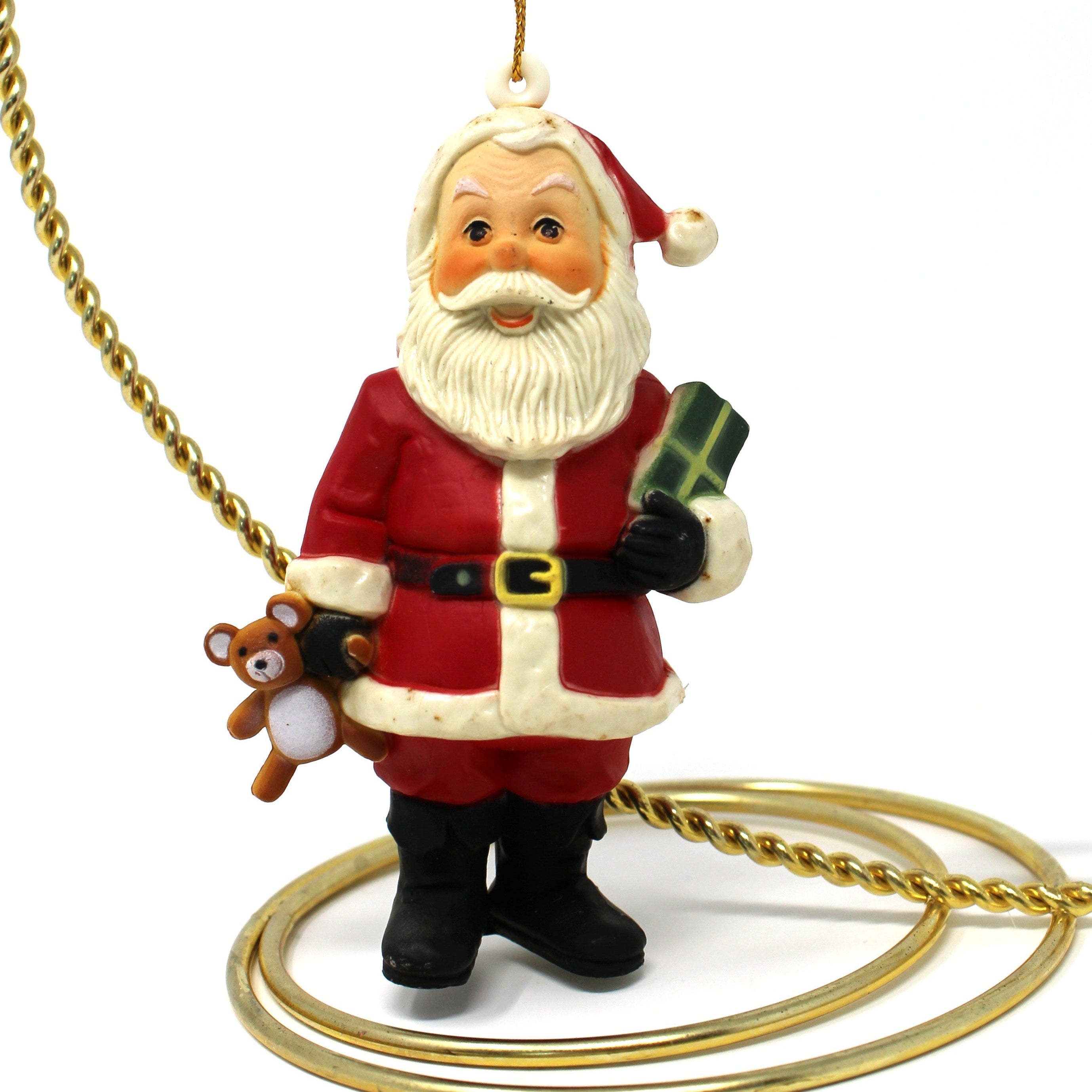 Vintage Hard Plastic Santa Ornament, NOS Sealed, Hong Kong 1970s