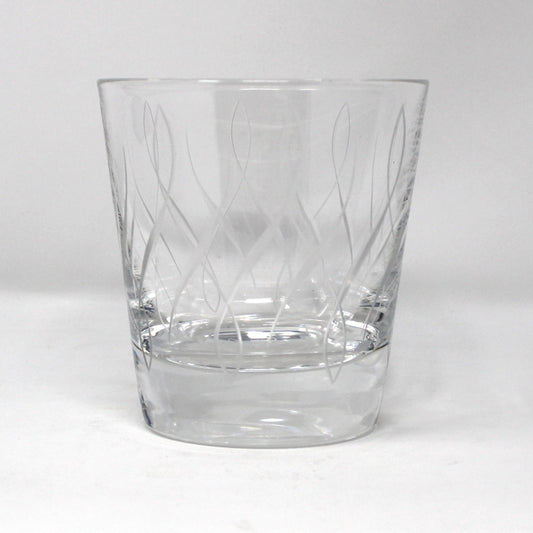 Whiskey Glasses: Stuart Crystal, Rhythm Pattern, Blown Glass, England, Vintage 1955