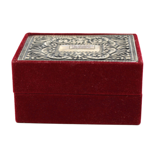 Box: Silverplate Embossed Lid, Velvet Lined, Vintage 1970s