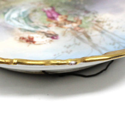 Decorative Plate, Victorian Couple, Muville Signed, French Limoges Plaque Antique