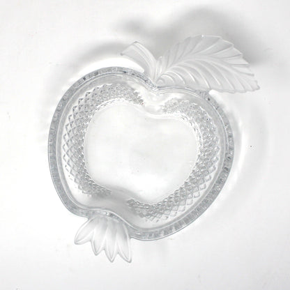 Candy Dish: Studio Nova / Mikasa, Frosted Apple Shaped Crystal, Japan, 1980s