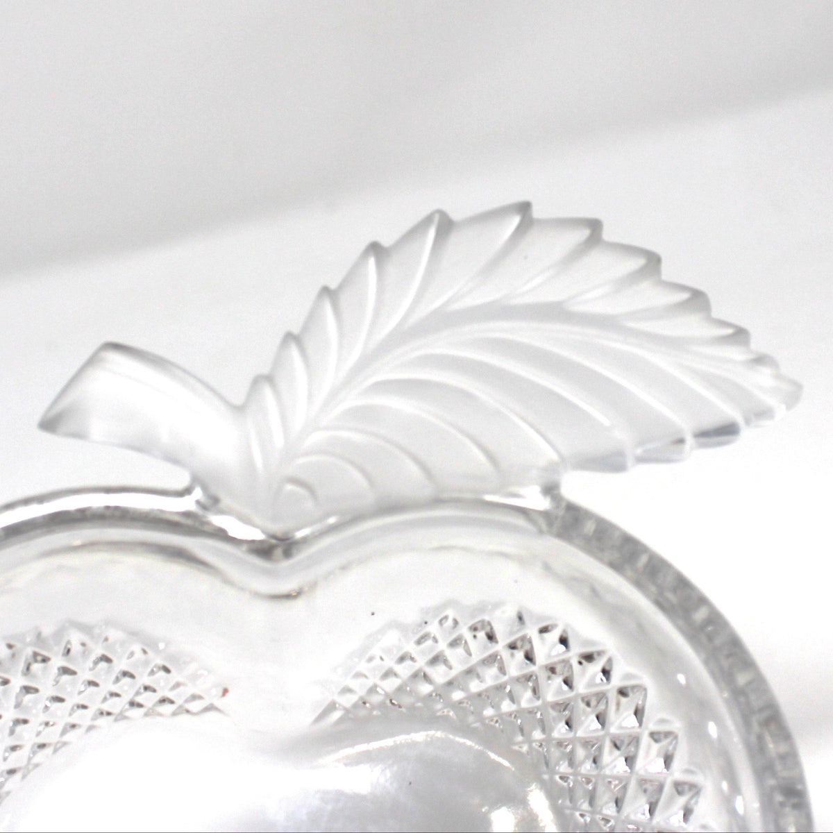 Candy Dish: Studio Nova / Mikasa, Frosted Apple Shaped Crystal, Japan, 1980s