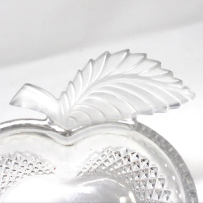 Candy Dish: Studio Nova / Mikasa, Frosted Apple Shaped Crystal, Japan, 1980s