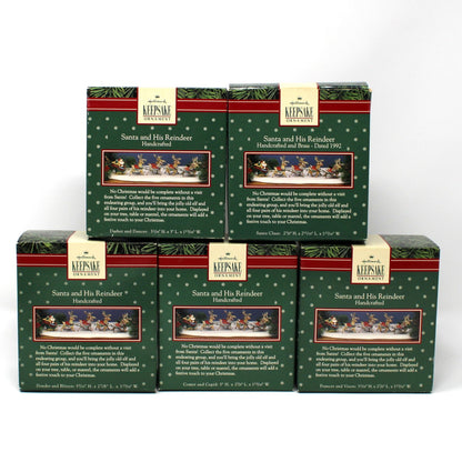 Ornament: Hallmark Keepsake, Santa and His Reindeer Complete Collection In Boxes, Vintage 1992
