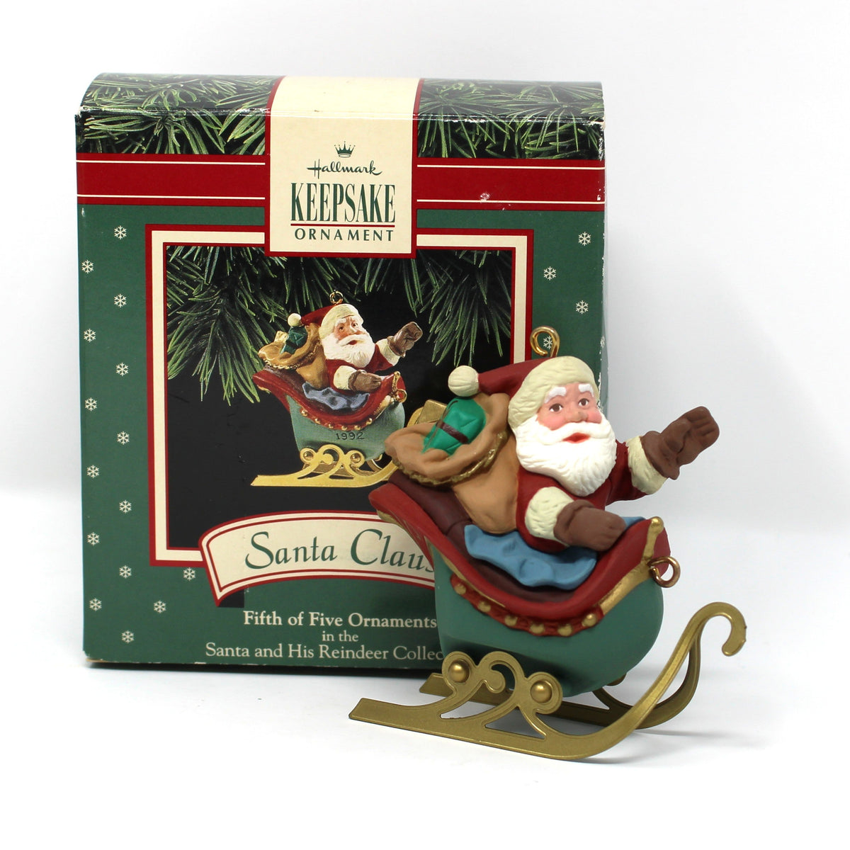 Ornament: Hallmark Keepsake, Santa and His Reindeer Complete Collection In Boxes, Vintage 1992