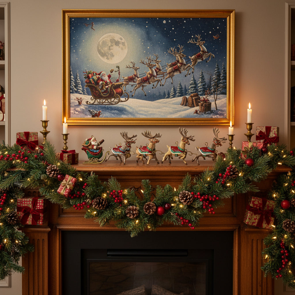 Ornament: Hallmark Keepsake, Santa and His Reindeer Complete Collection In Boxes, Vintage 1992