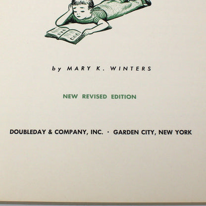 Vintage children's book titled 'TEACH ME TO READ' by Mary K. Winters, shown open. Dated 1959 unused.