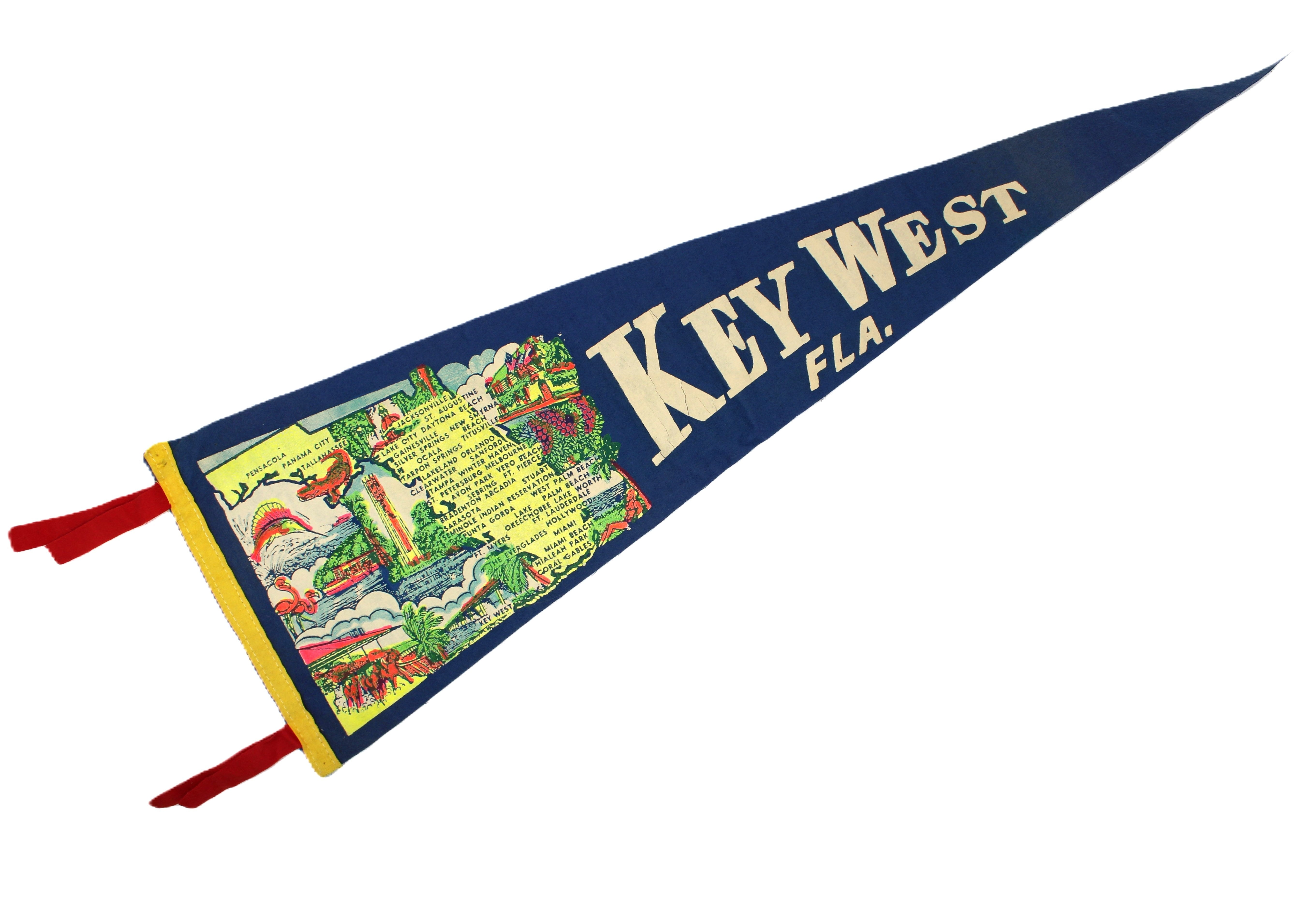 50s 60s USA製 カレッジペナント メタルケース 鍵付 Pennant Vintage Key West Pennant, 26