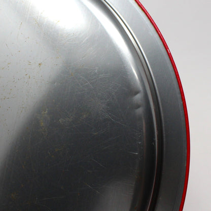 Tray, Christmas Teddy Bear w/Santa Hat Metal Tray, Round, Vintage