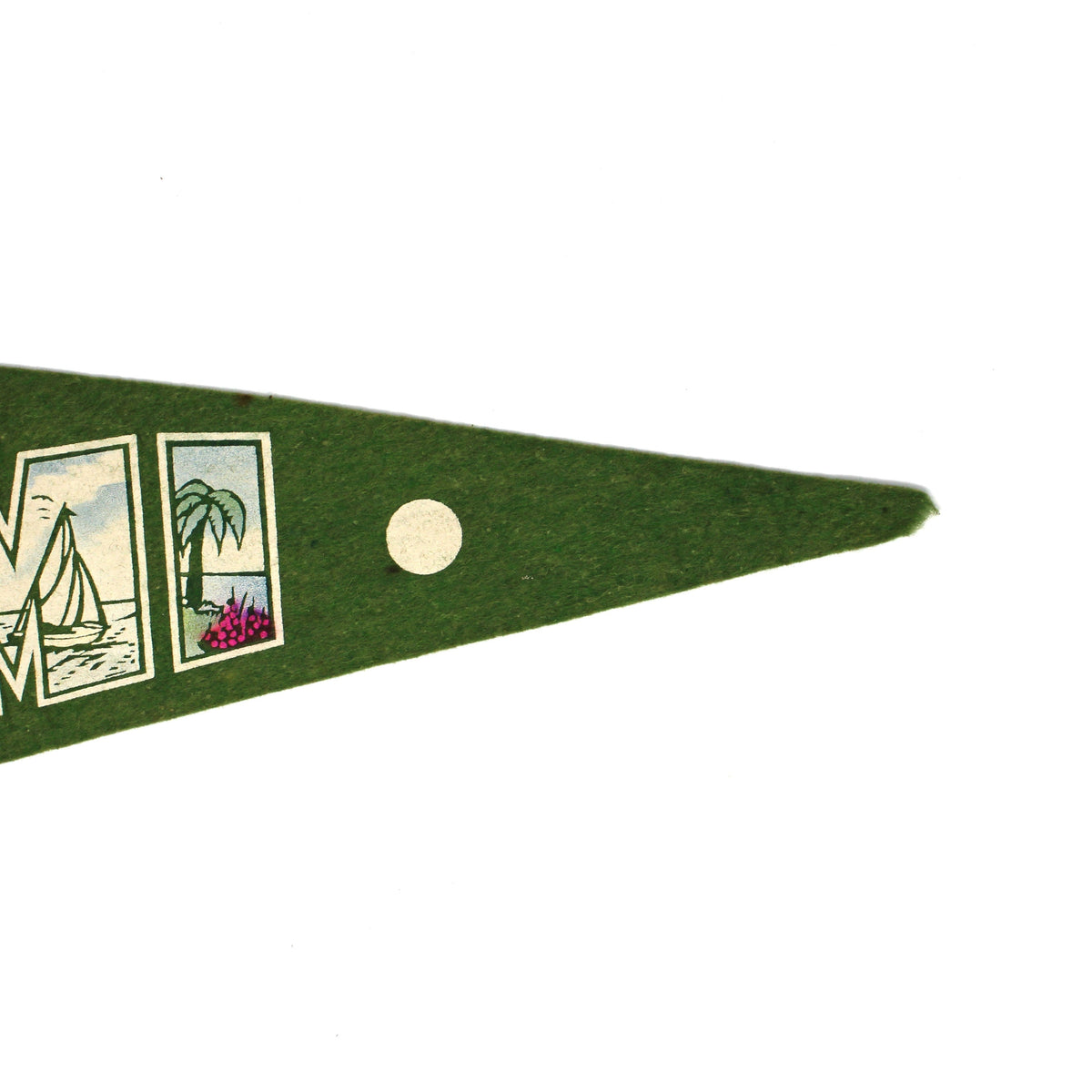 Pennant: Greetings from Miami, FL Large Letter Souvenir, 4-Font Pop-Art, 22", Vintage 1940s
