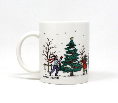 Mug, Sanyei, Christmas Village Mugs, Miyazaki Create, Ceramic, Set of 2, Vintage