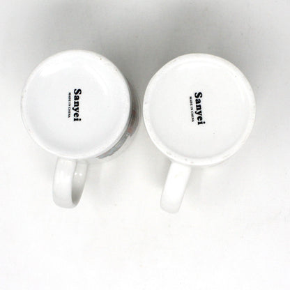 Mug, Sanyei, Christmas Village Mugs, Miyazaki Create, Ceramic, Set of 2, Vintage