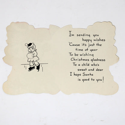 Christmas Card: Vintage 1940s, Die-Cut Ice Skating Couple, Unused, A-Meri-Card, Ephemera