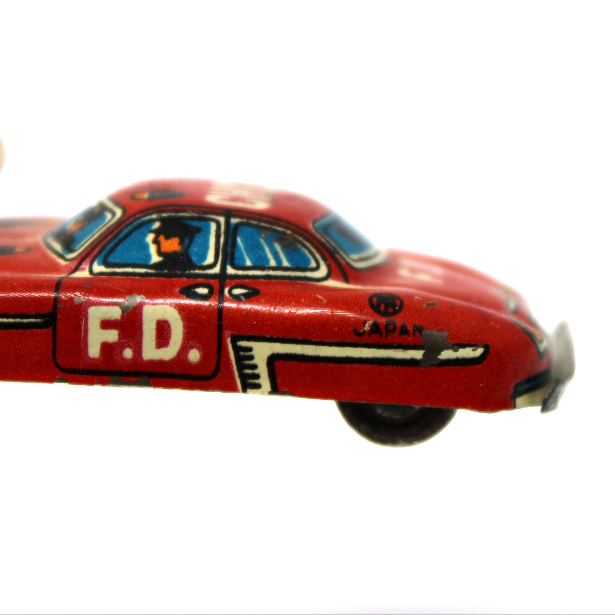 Car: Nakamura Penny Toy Tin Litho Fire Chief Car, Japan, Vintage 1950s