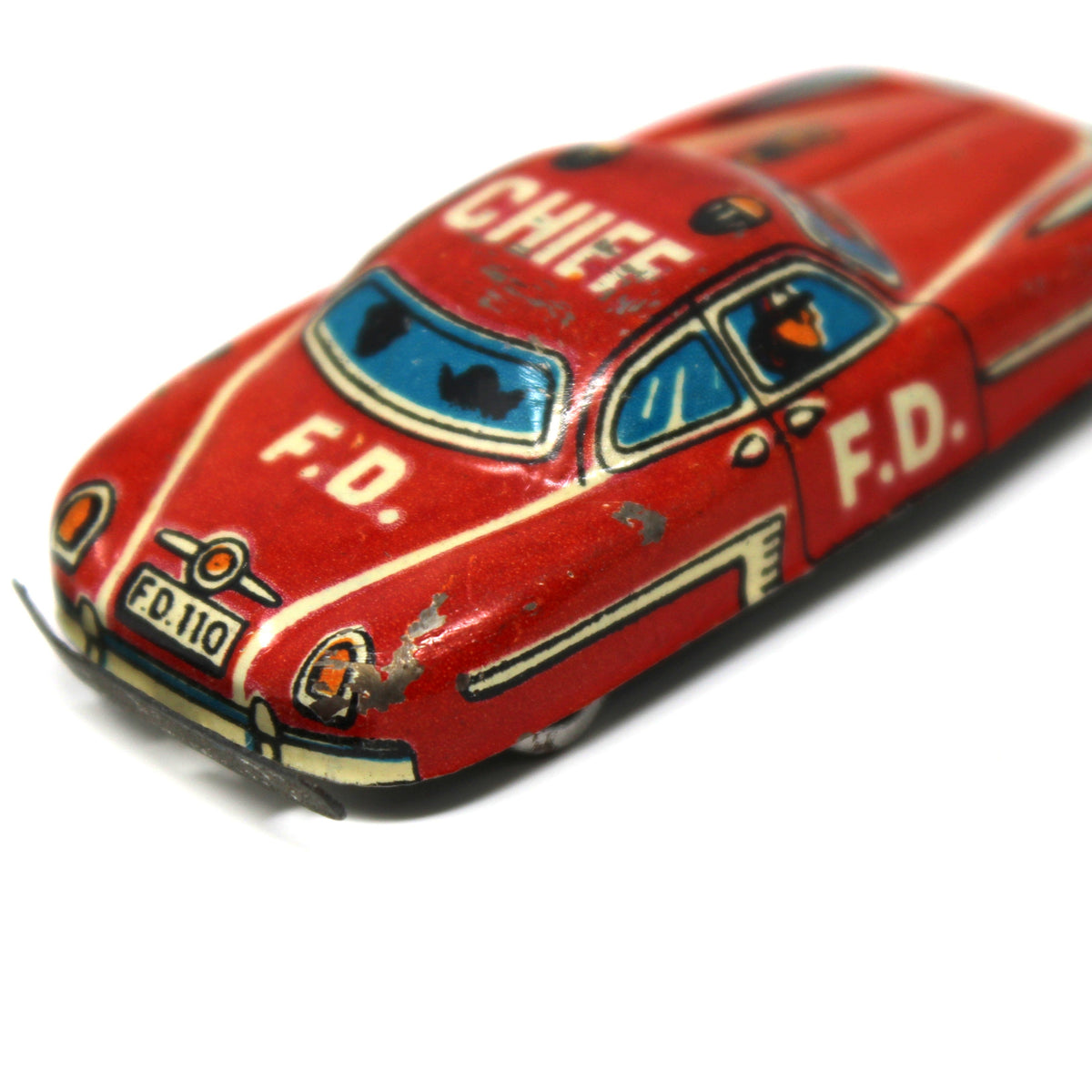 Car: Nakamura Penny Toy Tin Litho Fire Chief Car, Japan, Vintage 1950s