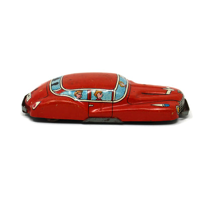 Car: Nakamura Mini Tin Litho Sedan with Passengers, Japan, Vintage 1950s