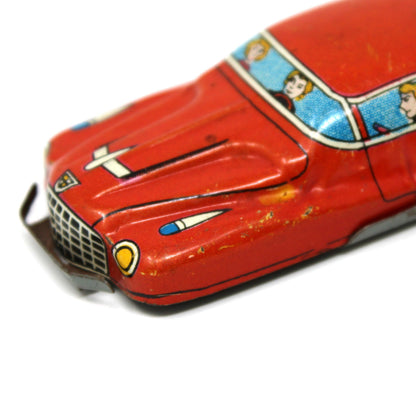 Car: Nakamura Mini Tin Litho Sedan with Passengers, Japan, Vintage 1950s