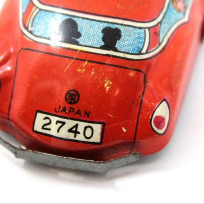 Car: Nakamura Mini Tin Litho Sedan with Passengers, Japan, Vintage 1950s