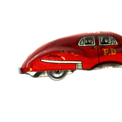 Car: Mini Tin Litho Fire Chief Sedan, Japan, Vintage 1950s