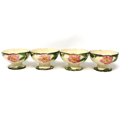 Dessert / Pudding Cups: Franciscan Desert Rose Pedestal Sherbets, Set of 3 or 4, USA, Vintage 1940s