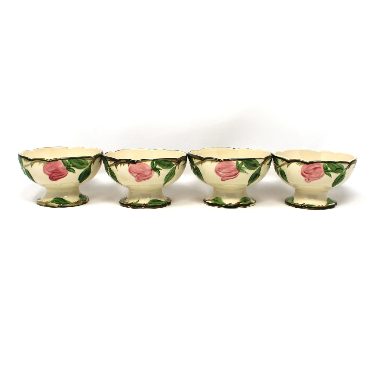 Dessert / Pudding Cups: Franciscan Desert Rose Pedestal Sherbets, Set of 3 or 4, USA, Vintage 1940s