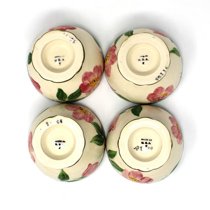 Dessert / Pudding Cups: Franciscan Desert Rose Pedestal Sherbets, Set of 3 or 4, USA, Vintage 1940s