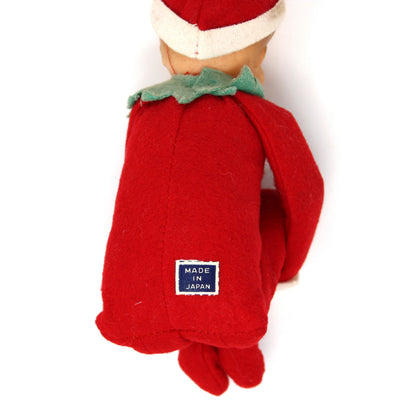 Ornament: Knee Hugger Pixie Elf, Red Felt, Japan, Vintage 1950s