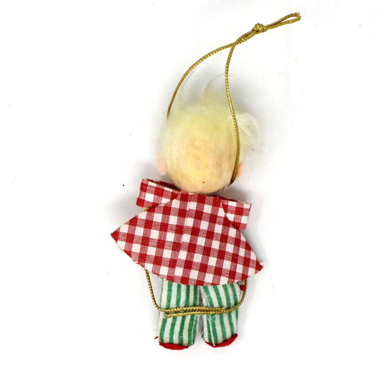 Ornaments, Rag Doll Boy, Patchwork, Felt / Cloth, Christmas Kitsch, Vintage