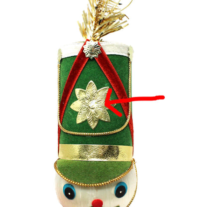 Ornaments, Toy Solider / Drum Major Head, Christmas Satin Ball Head, Kitsch, Vintage