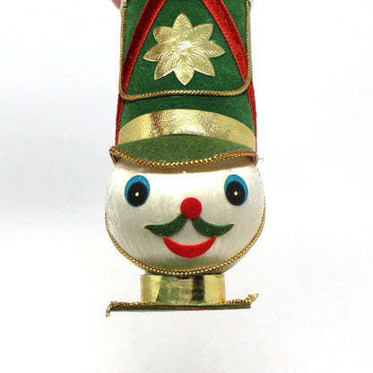 Ornaments, Toy Solider / Drum Major Head, Christmas Satin Ball Head, Kitsch, Vintage