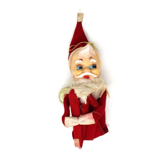 Ornaments, Knee Hugger / Pixie Elf Santa, Christmas Collectible, RARE Vintage