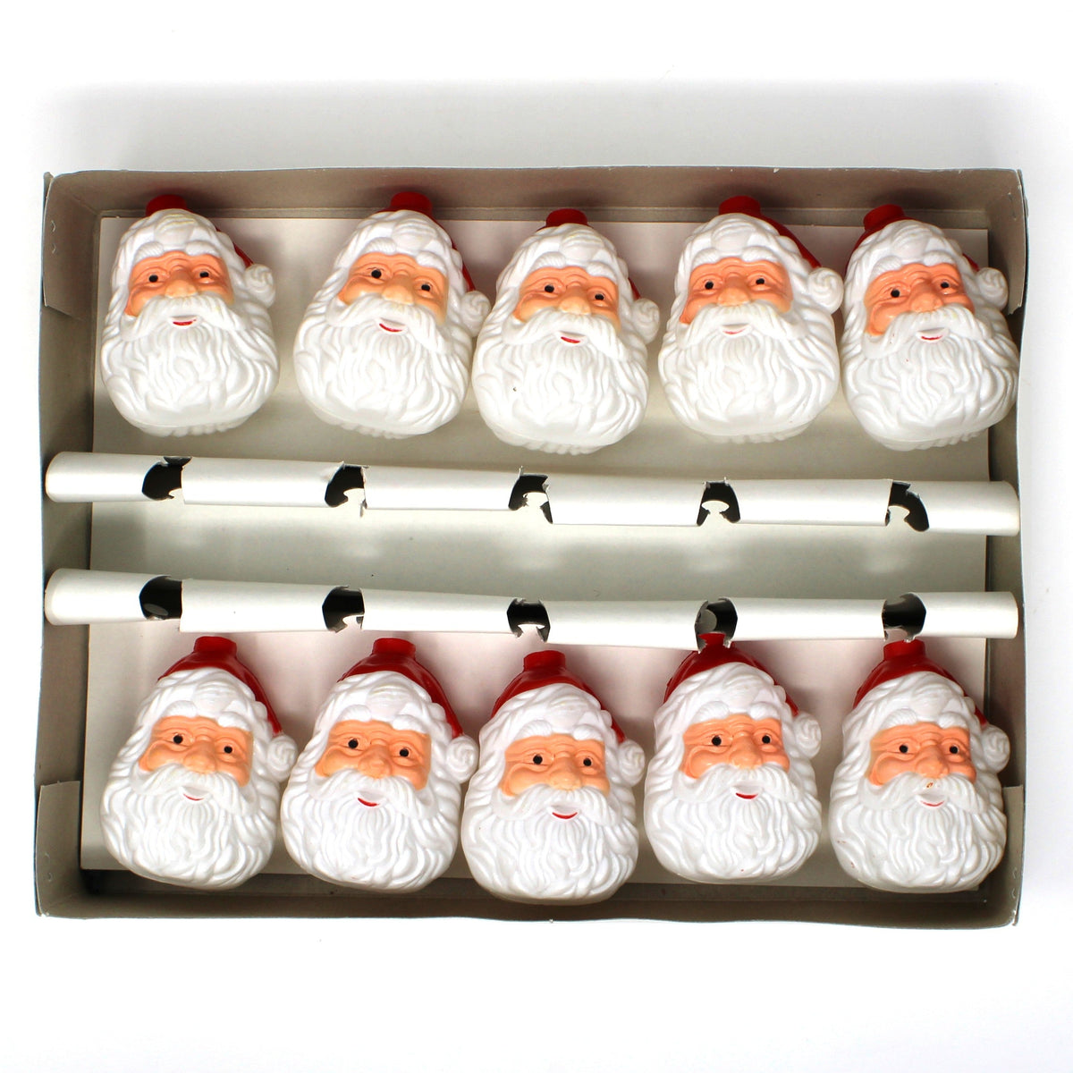 Set of 10 Santa Face light covers, vintage plastic