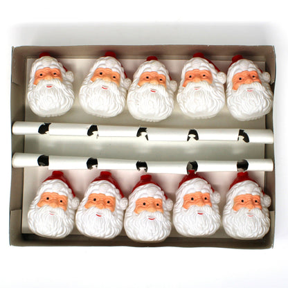 Set of 10 Santa Face light covers, vintage plastic