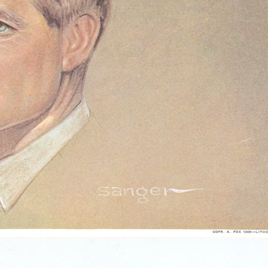 Print, Lithograph, John F. and Robert F Kennedy Portraits, Artist Signed Sanger, NOS, Vintage, 1968