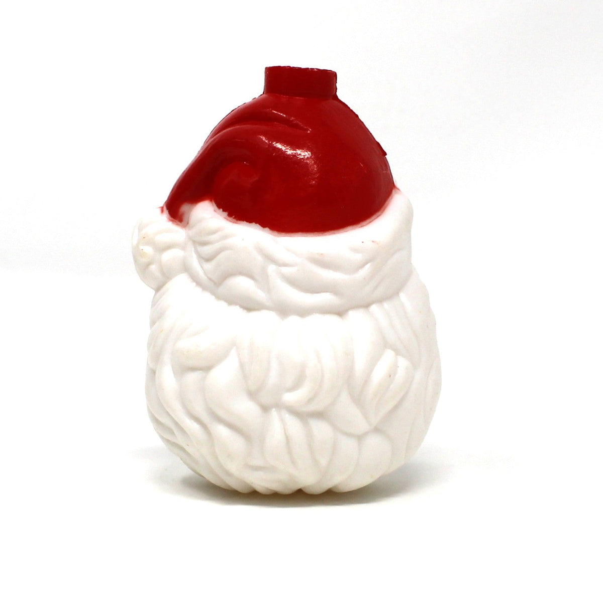 back view of Christmas light cover shaped like Santa's head.