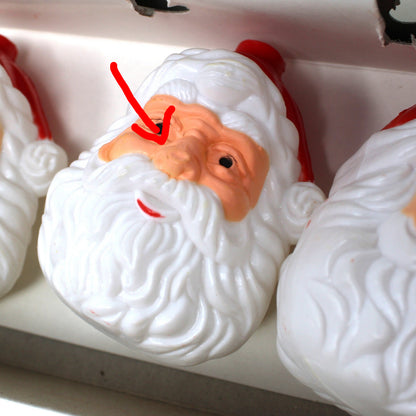 Light Covers: Christmas Santa Faces, Set of 10, Original Box, Taiwan, Vintage 1970s