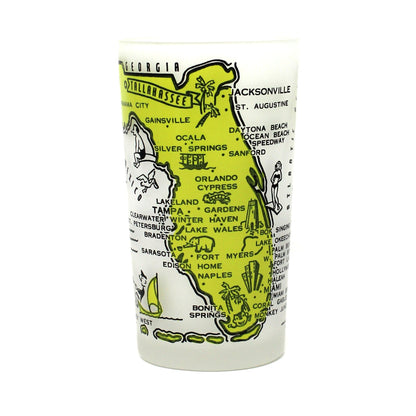 Tumbler: Hazel Atlas, State Map Souvenir Glass, Florida, Gay Fad, Vintage 1950s