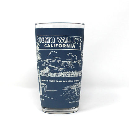 Tumbler: Hazel Atlas, Souvenir Death Valley California, Blue & White Glass, Vintage 1950s