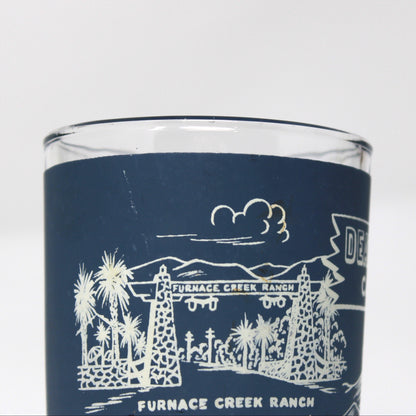 Tumbler: Hazel Atlas, Souvenir Death Valley California, Blue & White Glass, Vintage 1950s
