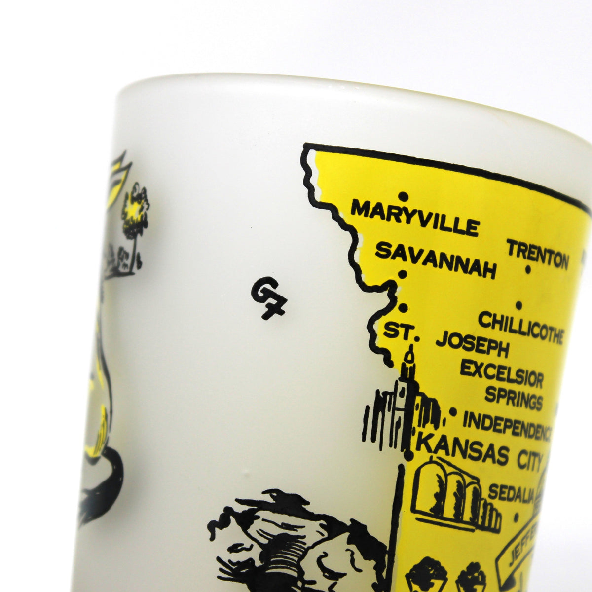 Tumbler: Hazel Atlas, State Map Souvenir Glass, Missouri, Gay Fad, Vintage 1950s