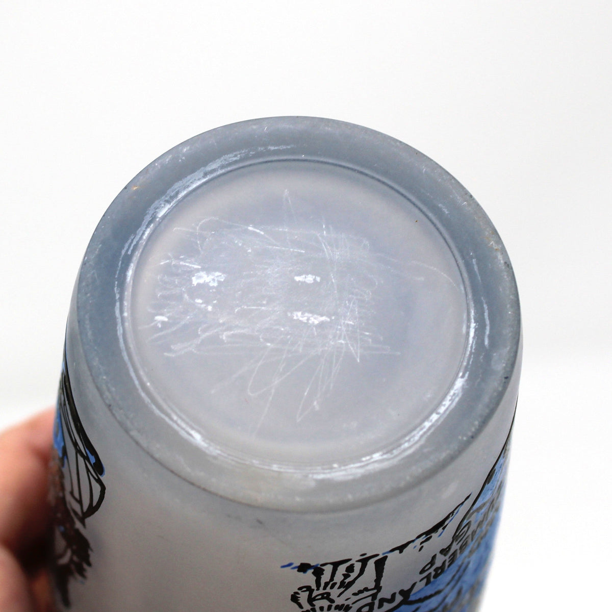 Tumbler: State Map Souvenir Glass, Kentucky, Blue and Frosted, Vintage 1960s