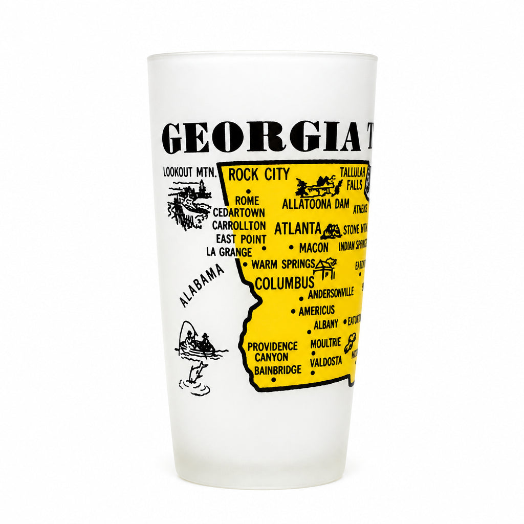 Tumbler: State Map Souvenir Glass, Georgia, Frosted, Vintage 1960s